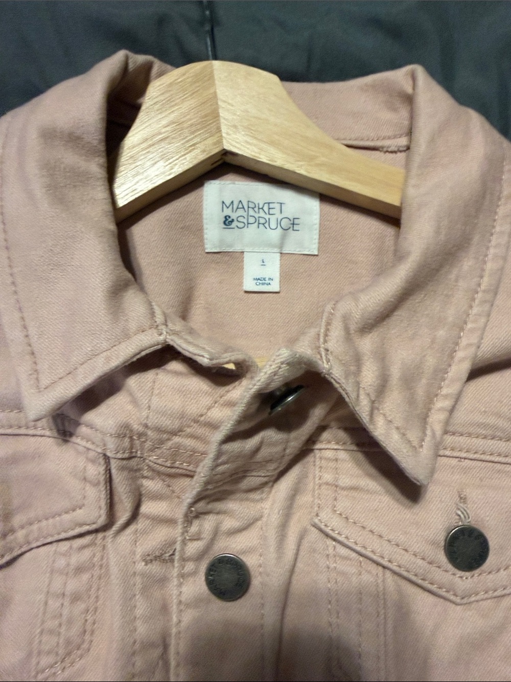 Market & Spruce Blush Pink Cotton-Blend Trucker Jacket - Picture 4 of 5